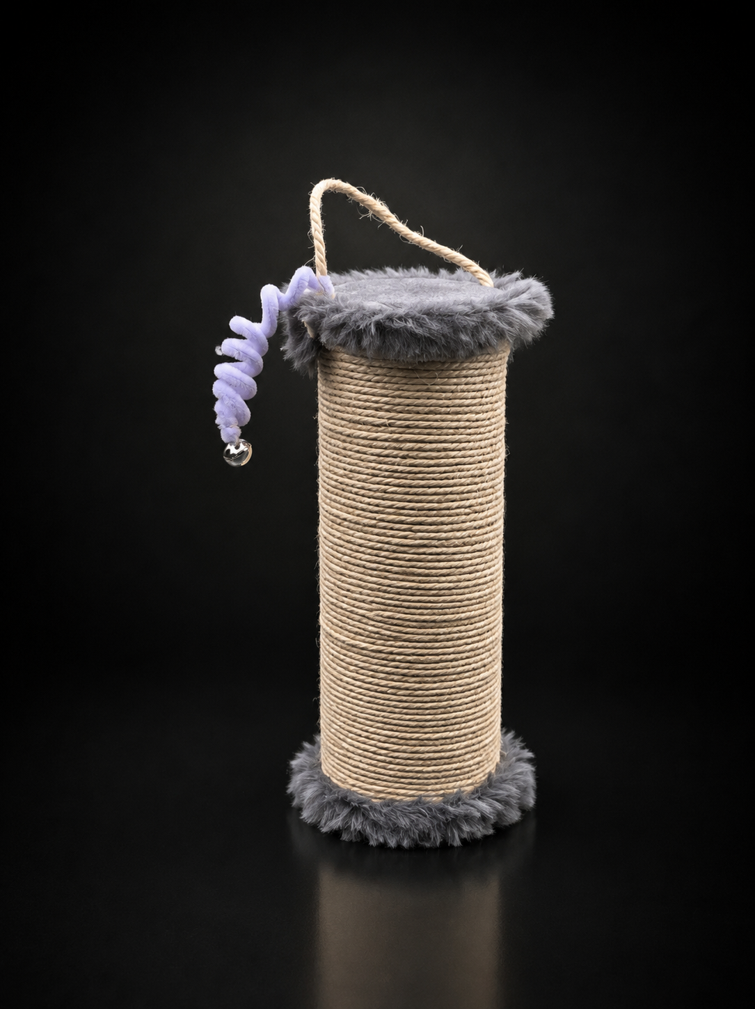 Rascador Cilíndrico para Gatos con Juguete Colgante | Poste de Sisal Interactivo | SPOTMASCOTAS